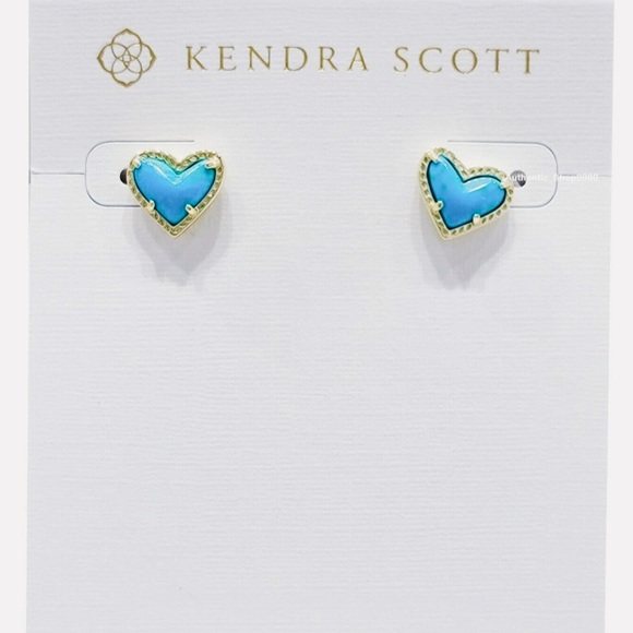 5⭐️KENDRA SCOTT Ari Gold Stud Earrings in Turquoise Magnesite - Picture 5 of 9